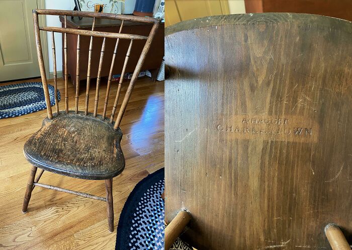 My Grandmother Was An Antique Collector And My Grandfather Made Reproductions. They Passed 11ish Years Ago And We Just Realized One Of The Dining Chairs (That We Use Frequently) They Left Is 200 Years Old! Amos Hagget Made Chairs In Ma Back Between 1803-10