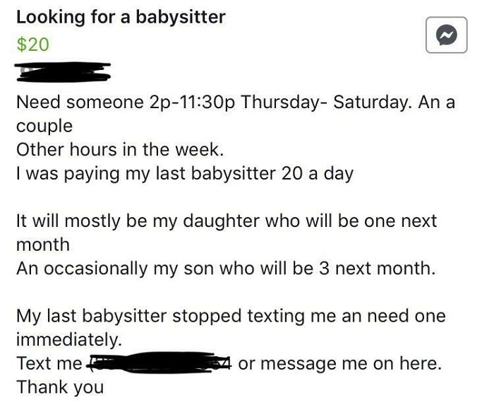 I Wonder Why Her Babysitter Stopped Texting Her For Less Than $2 An Hour