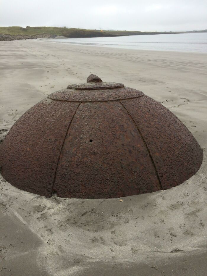 Rusted Metal Sphere Found Buried In Beach In Sligo, Ireland. It Seems To Be Around 2-3 Meters Wide. Nothing Is Written On It, And No Electronics As Far As I Know