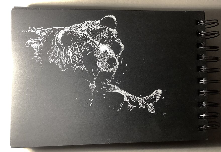 White Gel Pen On Black Paper (Age 14)