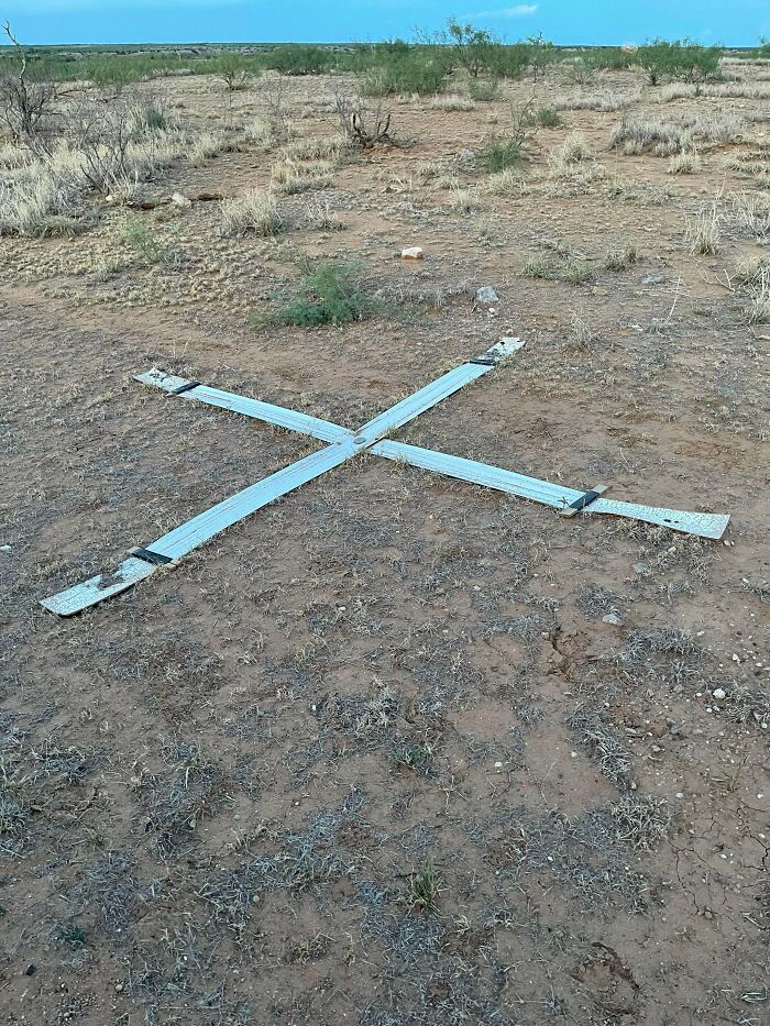 There Are Two Of These Large Xs On Our West Texas USA Ranch. They Are Next To County Roads. There Are No Other Markings. Someone Came And Put Them In Earlier This Year Without Telling Us. They Are About 4 Feet Square. Thanks!