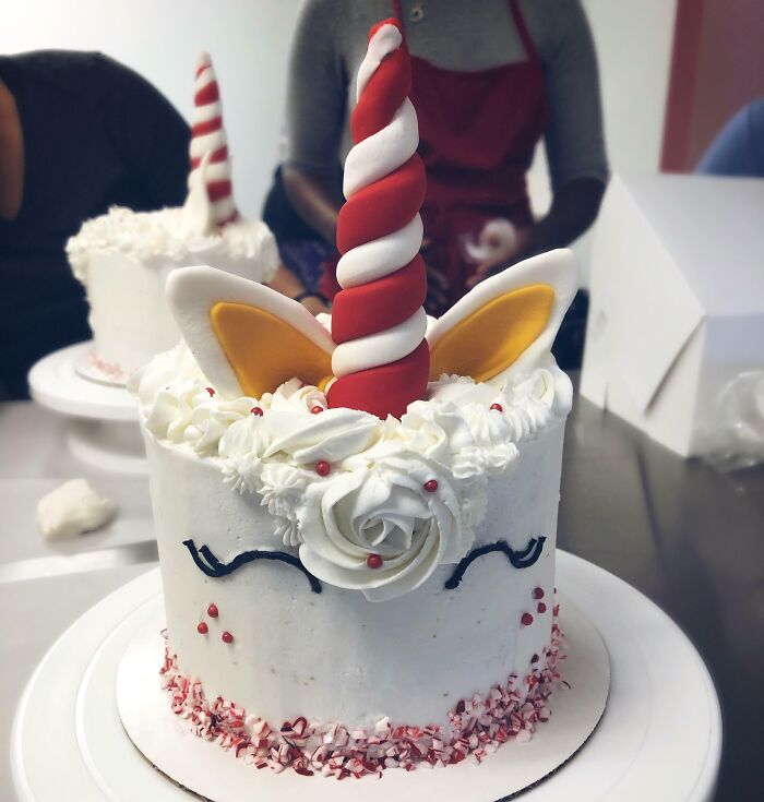 Christmas Unicorn Cake - My First Ever Decorated Cake!