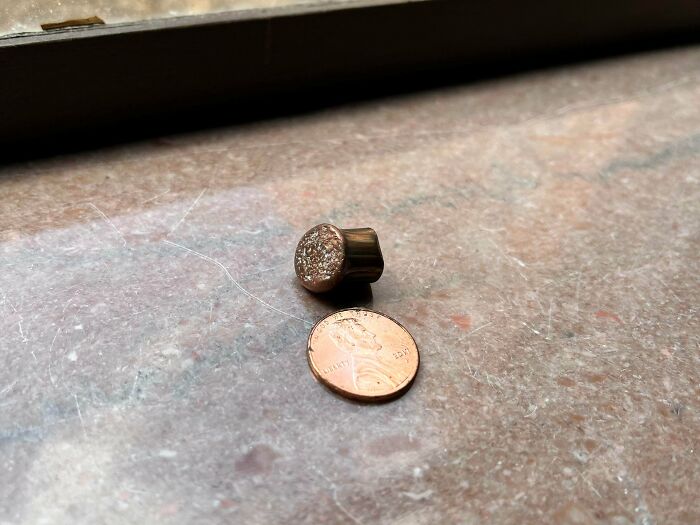 Small Metal Object, Flattened On End Like It Landed On Concrete At High Speed, Found On Sidewalk