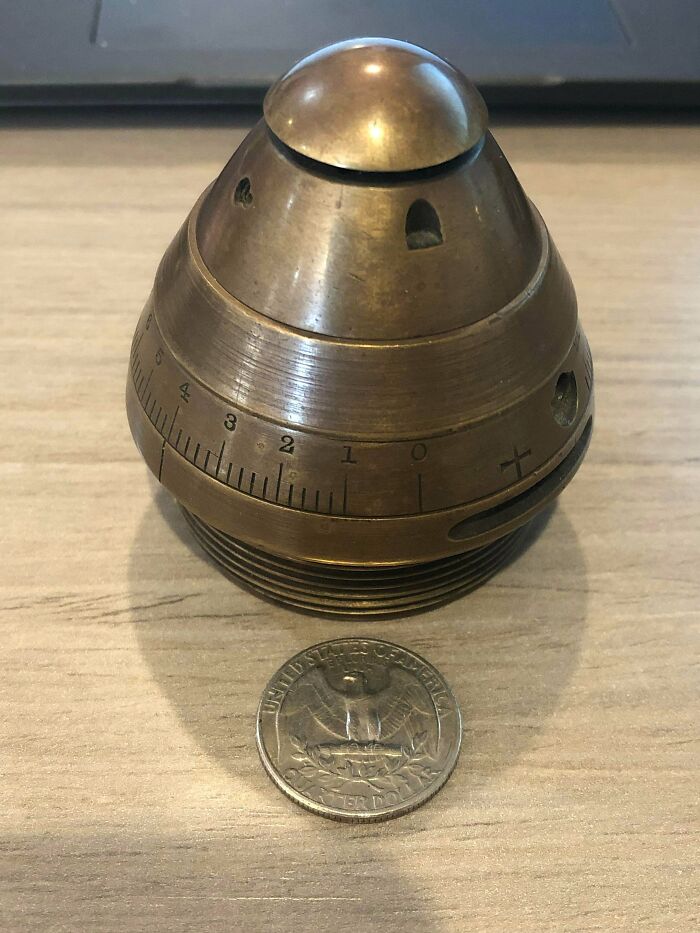 Heavy (Brass?) Part. Discovered In The Belongings Of A Wwii Veteran. Can Rotate And Unscrew Parts, As Displayed
