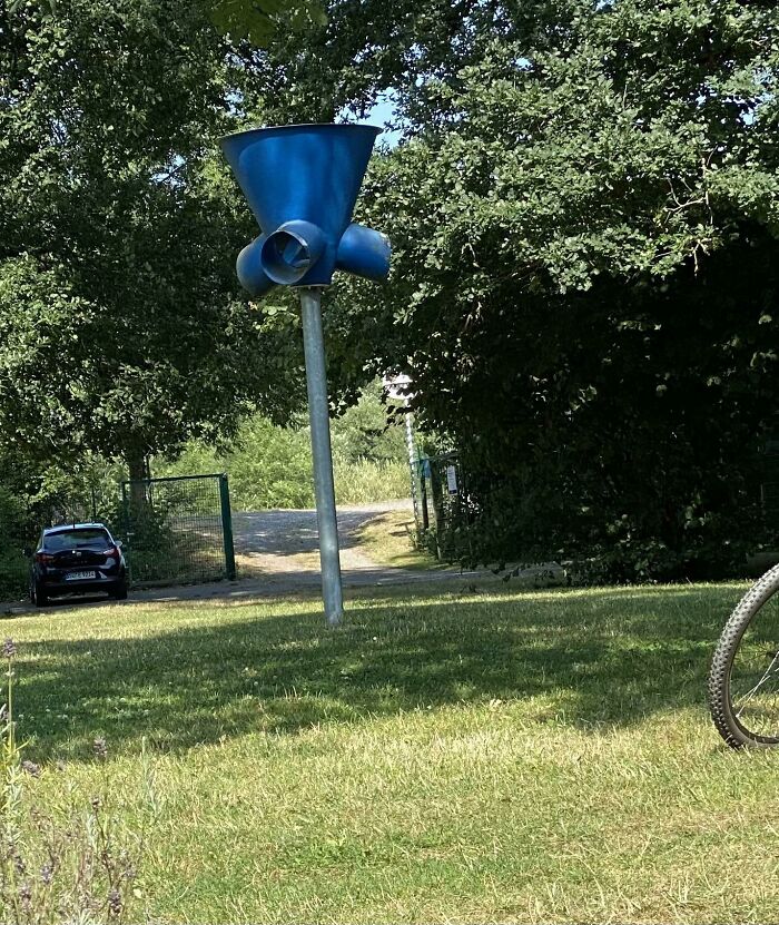 4m High Funnel With 3 Outlets Near A Playground And A Beer Garden In Germany