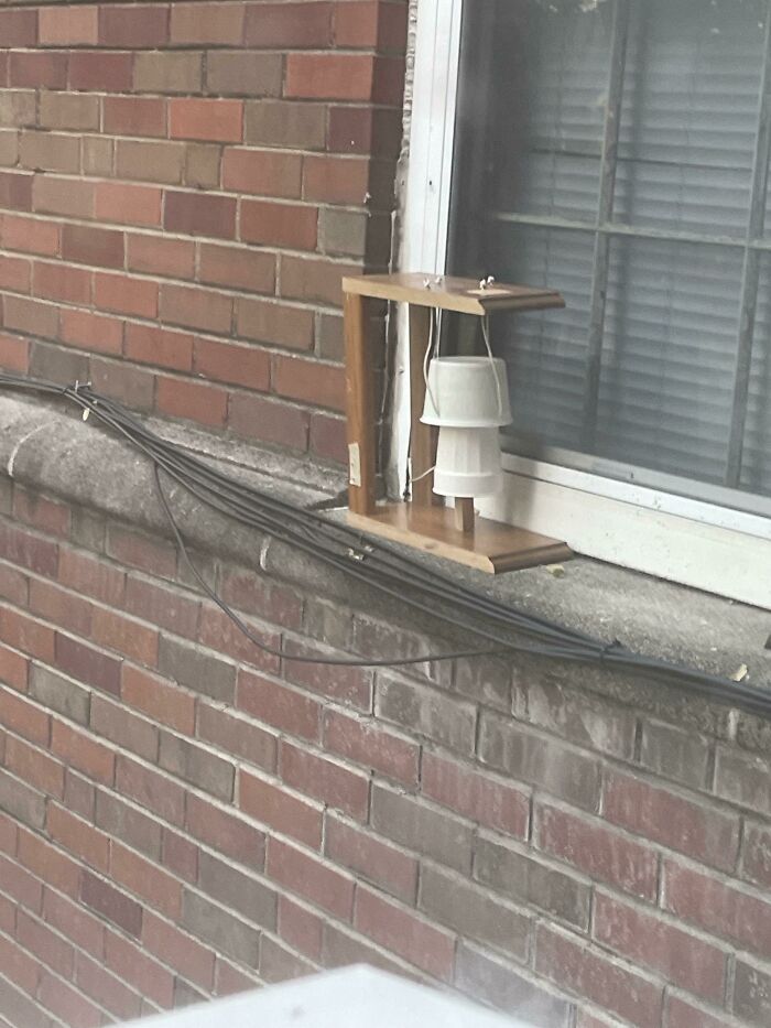 What Is This Wooden Contraption Sitting On The Ledge Of A Second Story Apartment Window?