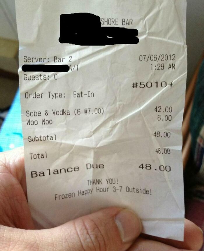 My Cousin Just Found This Receipt From A Recent Beach Trip. He's Still Trying To Figure Out What The Hell He Spent $6 On