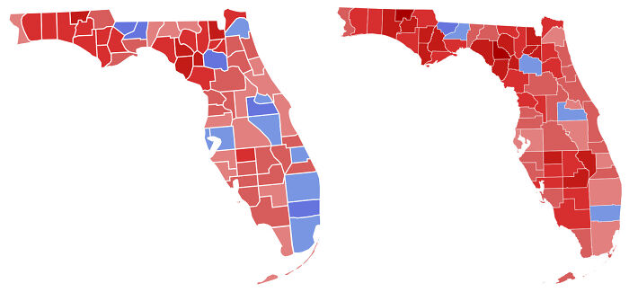 Florida Has Officially Become A Red State, Governor Elections 2018 vs. 2022