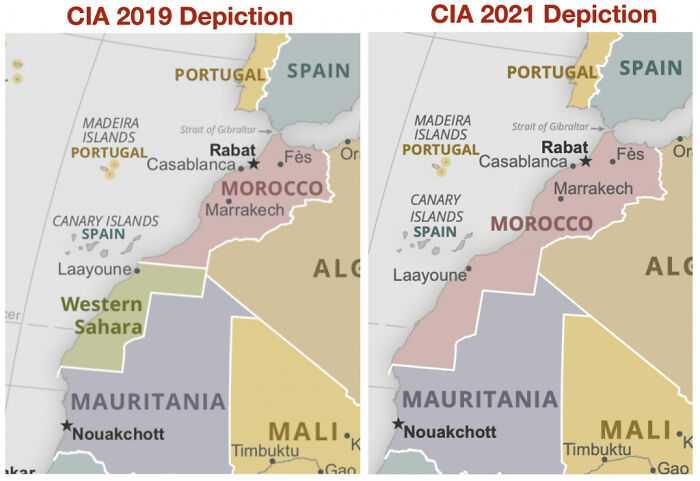 CIA Depiction Of Morocco (Before And After 2021)