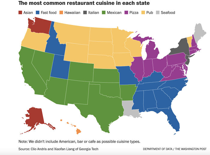 The Most Common Restaurant Cuisine In Each US State