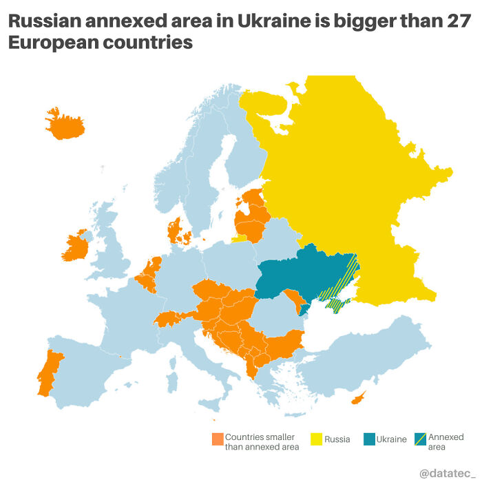 Total Surface Area Annexed By Russia In Ukraine Is Bigger Than 27 European Countries