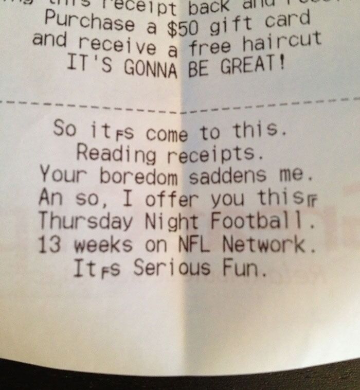 This Funny Message On A Receipt