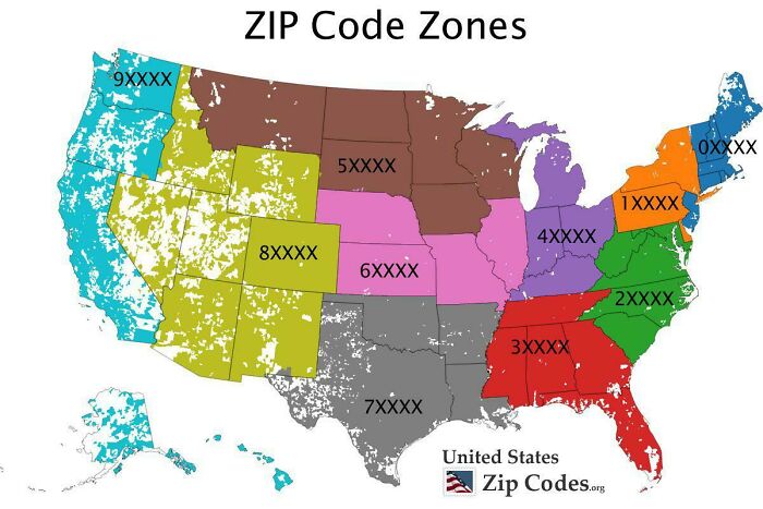 Map Of U.S. Zip Code Zones