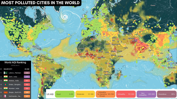 Most Polluted Cities In The World On November 5, 2022