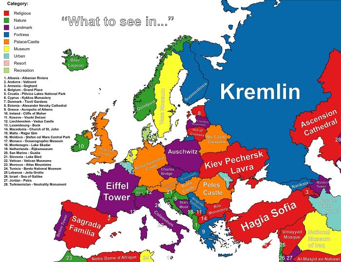 Most Visited Tourist Attraction/Place In Every European Country