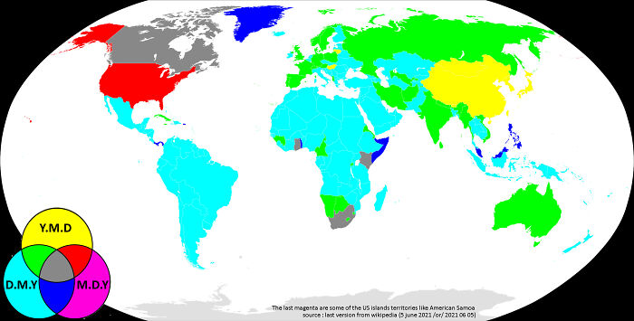 Map Of Usage Of Date Formats By Country