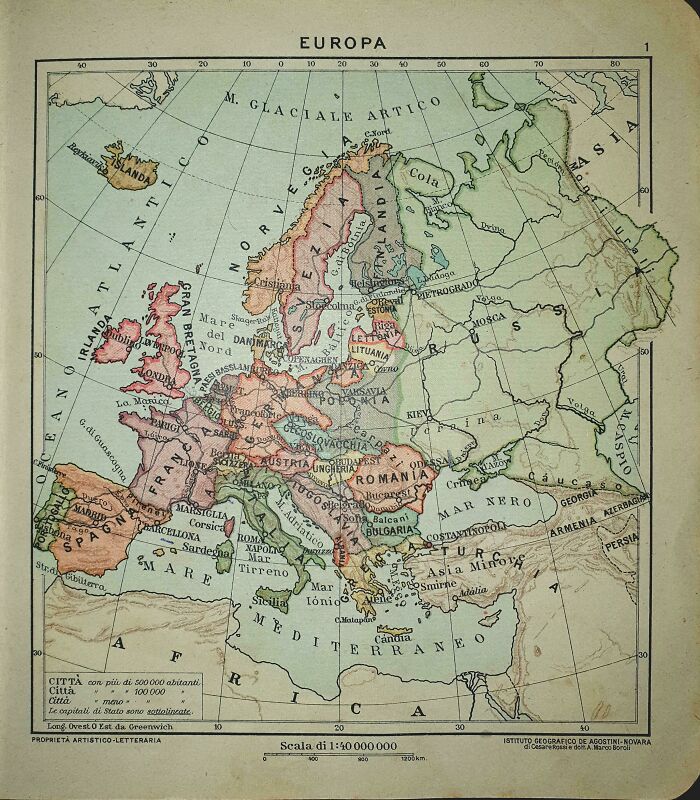 Italian Map Of Europe. Can You Tell The Year It Was Made?