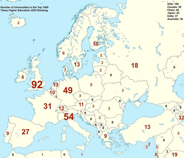 Number Of Universities In The Top 1000 In The Ranking 2023