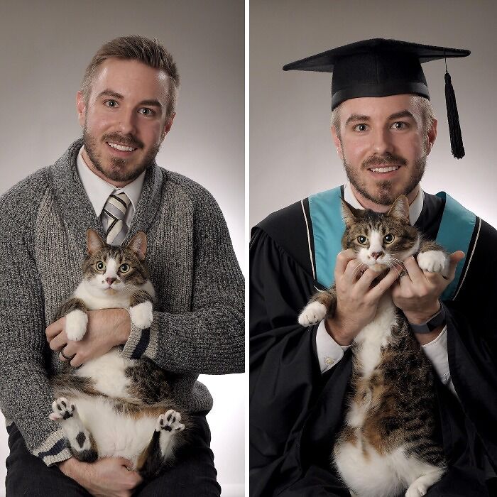  Me tomé las fotos de graduación con mi gato, conozcan a Zeus