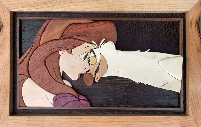 Ariel And Scuttle. Scroll Sawn From All Natural Woods. No Stains Or Dyes!
