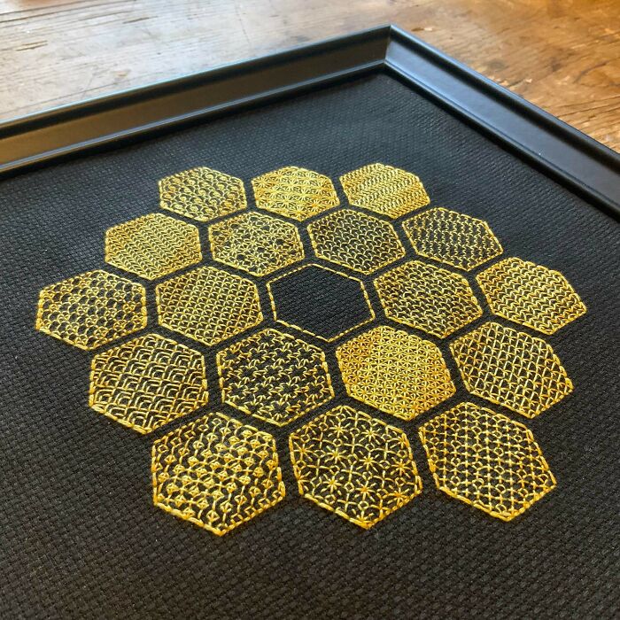 I Wasn't Able To Finish This In Time For The Launch, But Here's The James Webb Space Telescope's Primary Mirror Rendered In Blackwork!