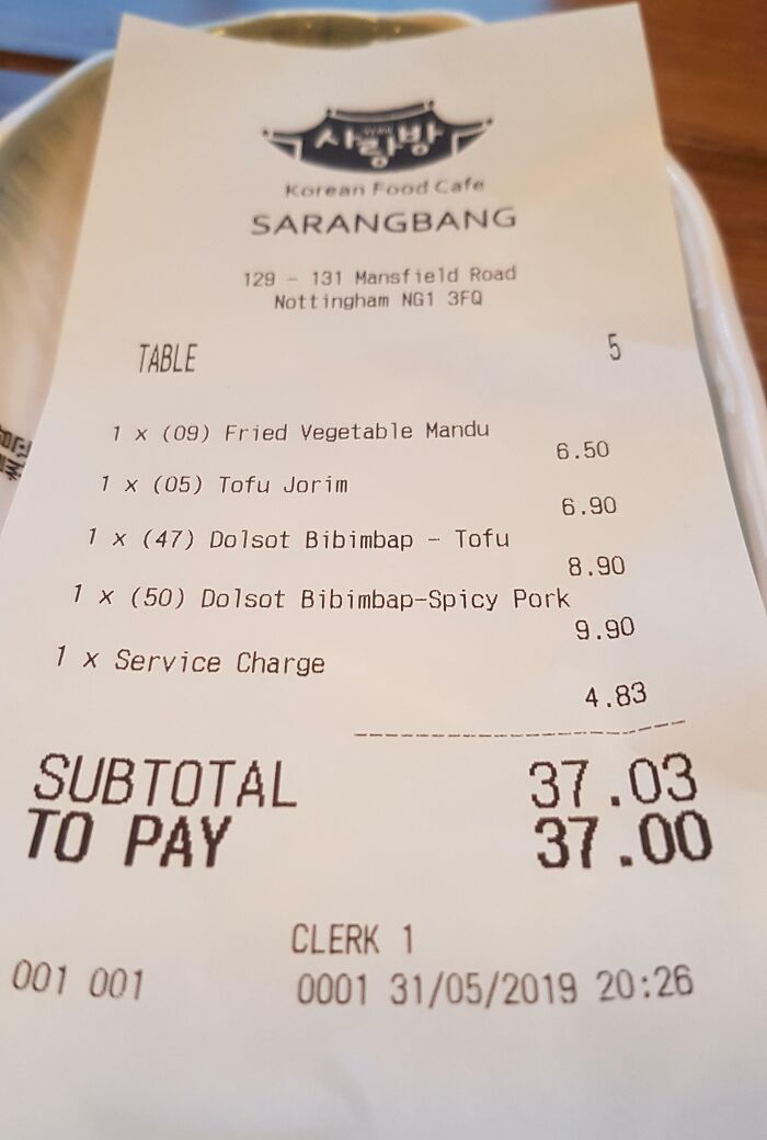 This Restaurant Rounded Down My Bill