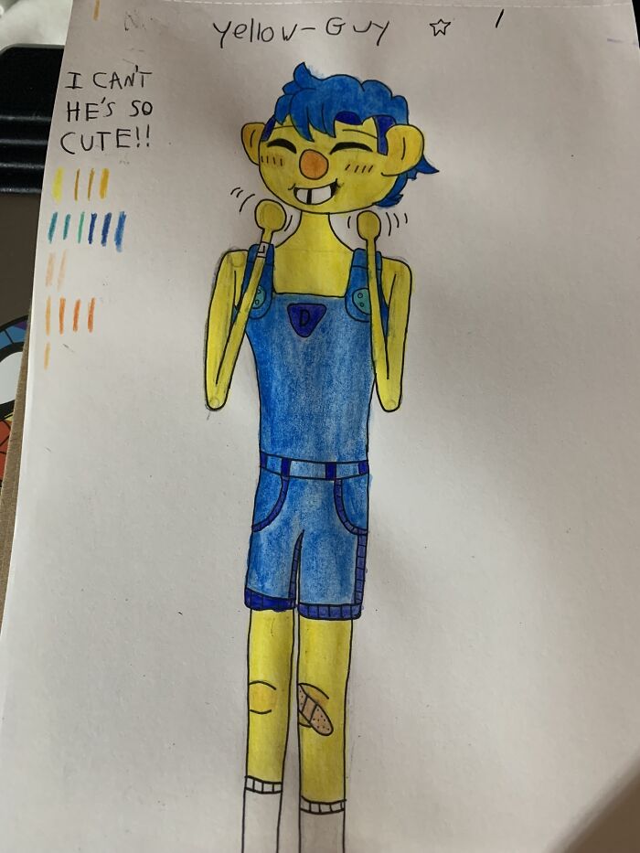 Don’t Hug Me I’m Scared Is My Most Recent Hyper-Fixation And The Main 3 Are Now My Comfort Characters So I Drew Yellow-Guy :d