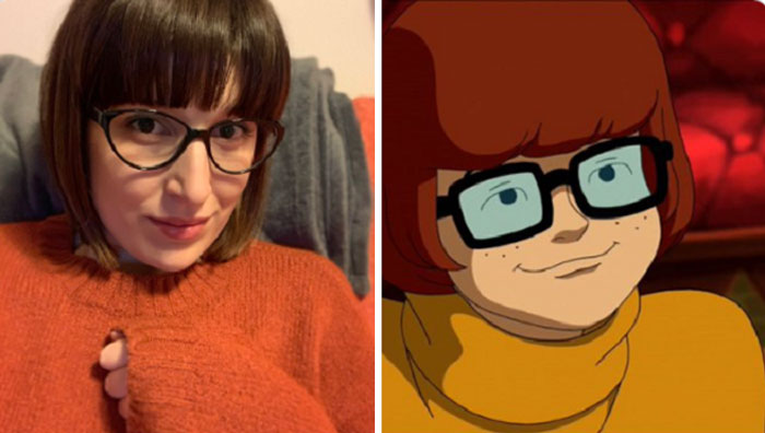Velma From Scooby-Doo and similar looking woman with glasses 