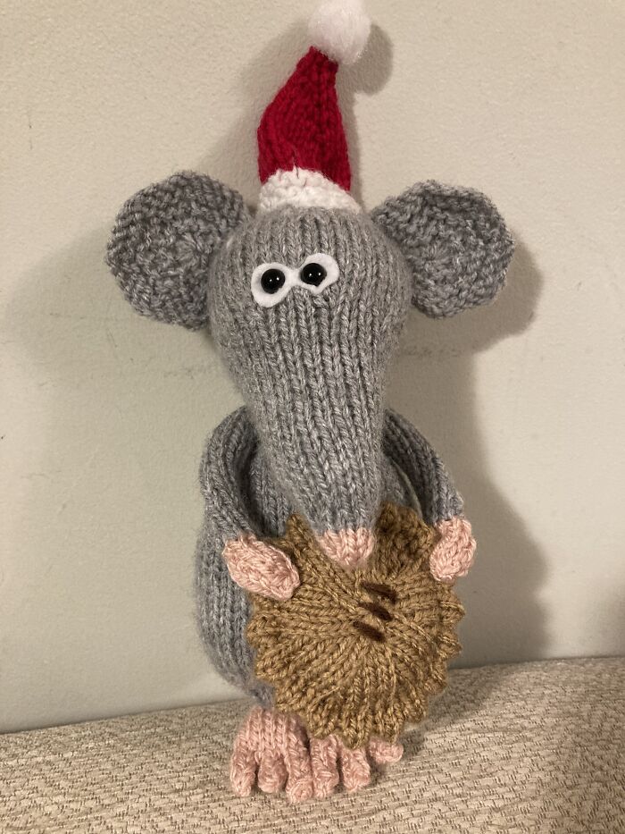 A Christmas Rat I Recently Knitted