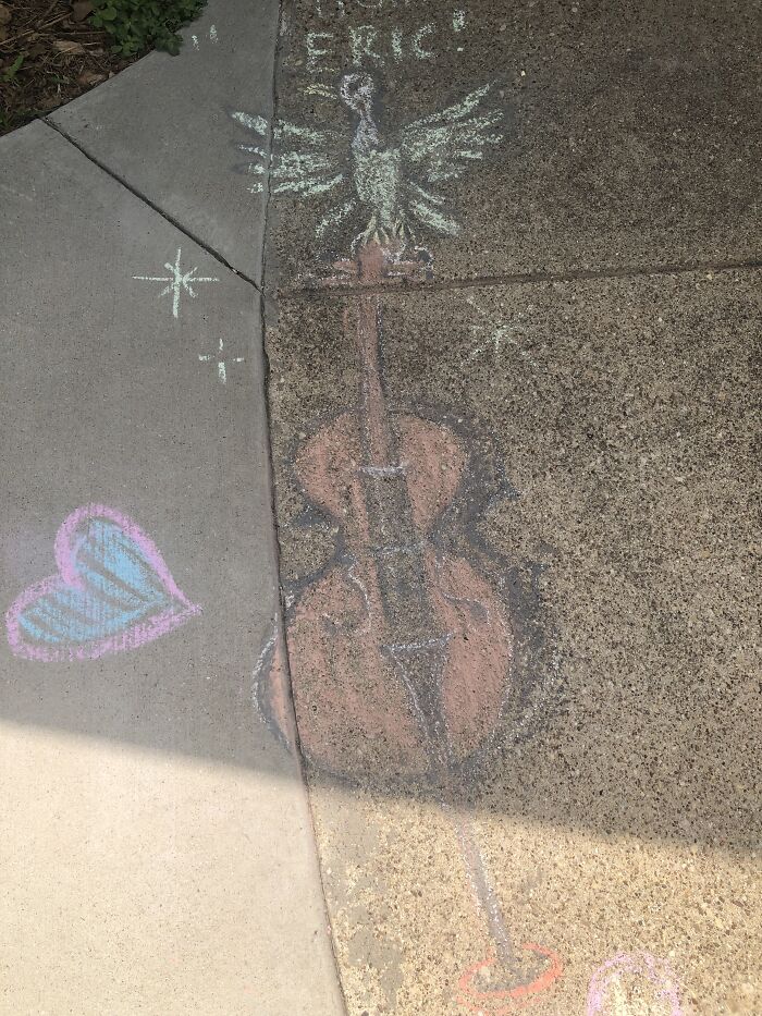My Sil Drew For My Son’s Last Day Of School. Unt Eagle And His Cello