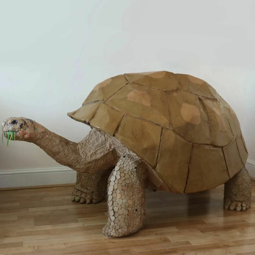 Artist Turns Cardboard And Other Discarded Materials Into Stunning Lifelike Animal Sculptures