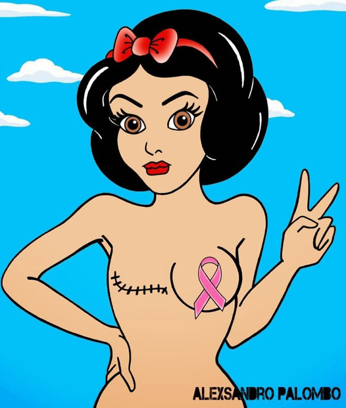 This Artist Created An Awareness Series By Portraying Cartoon Characters As Victims Of Violence Or Breast Cancer