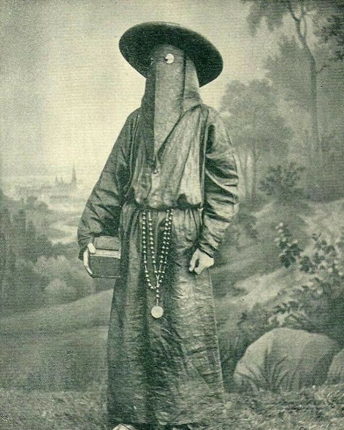 An Italian Monk Wearing A Funeral Mask, Circa 1892