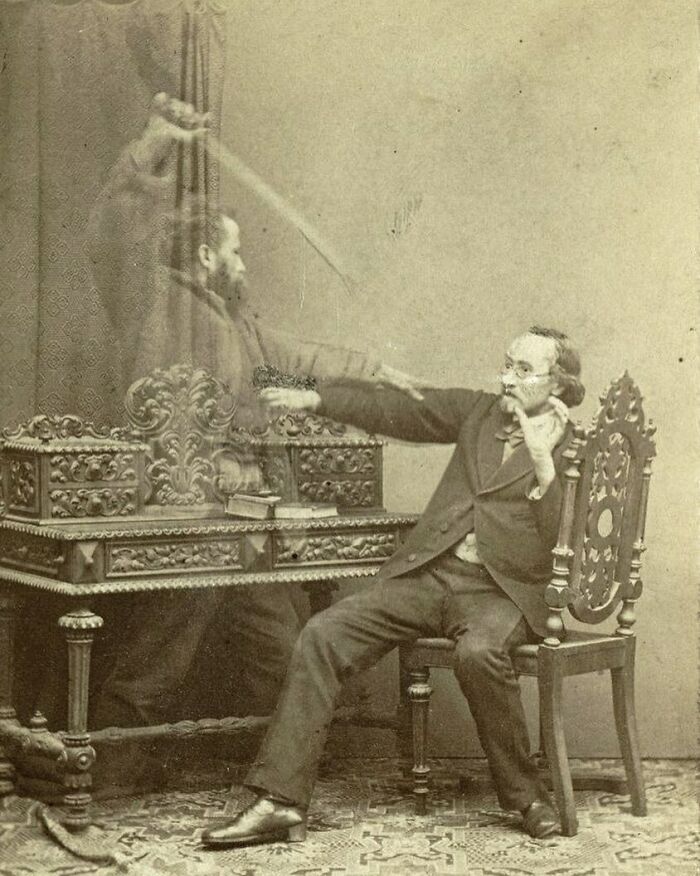 A Ghost Attacks A Man With A Sword, 1865