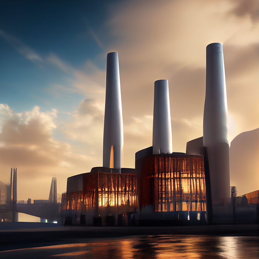 Battersea Power Station In London, Redesigned In The Style Of Renzo Piano