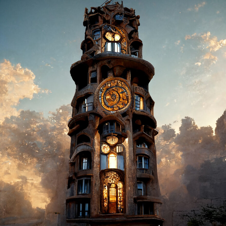 Big Ben In London, Redesigned In The Style Of Gaudi