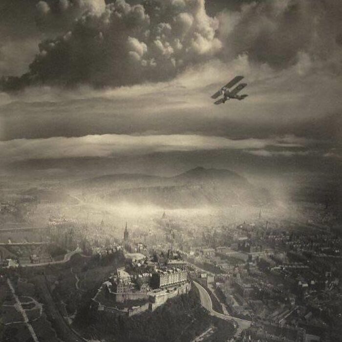 Fotografía aérea en Edimburgo, alrededor de 1920 