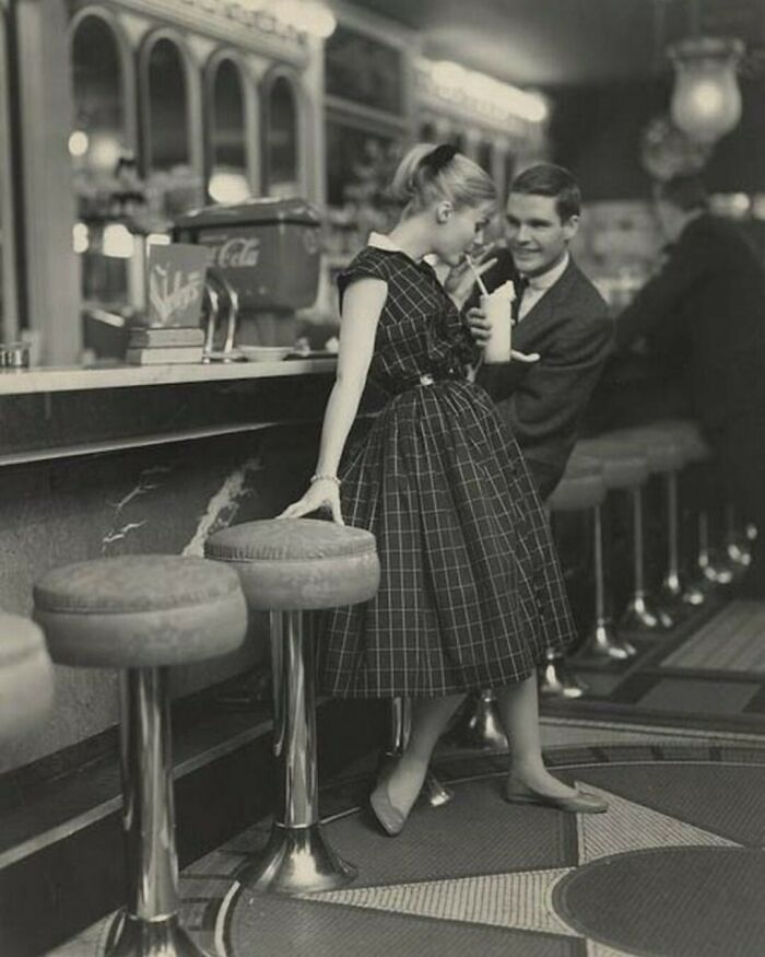 Two Teenagers Out On A Date In The 1950s
