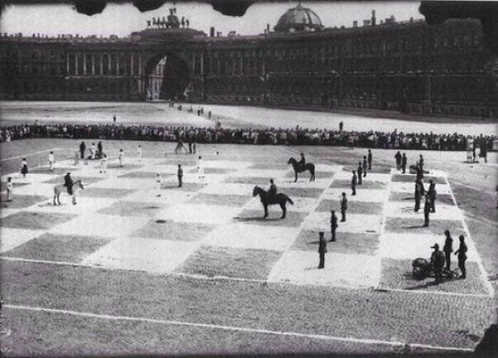 A Game Of Human Chess In St. Petersburg, Russia. This Photo Was Taken In 1924