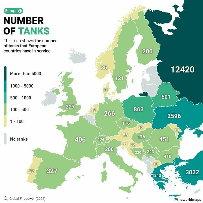 How Many Tanks Are In Service In Each European Country