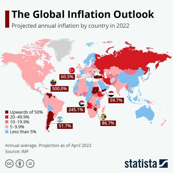 This Map Shows Projected Annual Inflation By Country In 2022