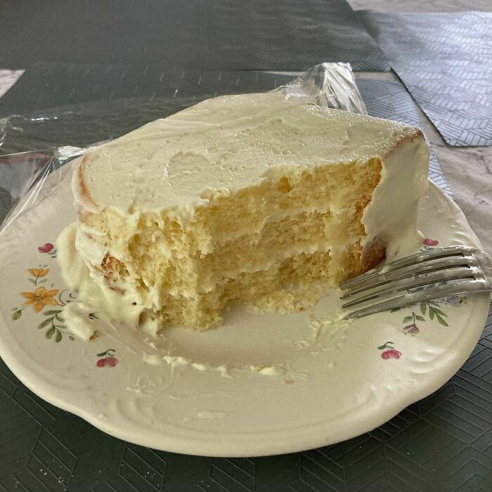 A “Cake” Made Of Cream Cheese Frosting And 3 Slices Of Bread