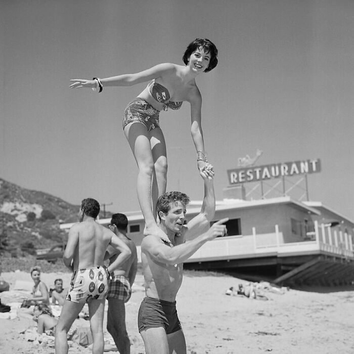 Steve Rowland And Natalie Wood At The Thailans Beach Ball In Malibu, California, 1956
