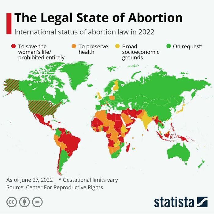 This Map Shows The International Status Of Abortion Law In June 2022