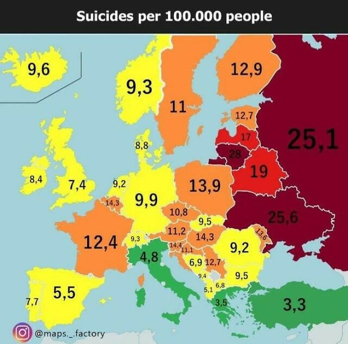 Suicide Rate In Europe - 2018