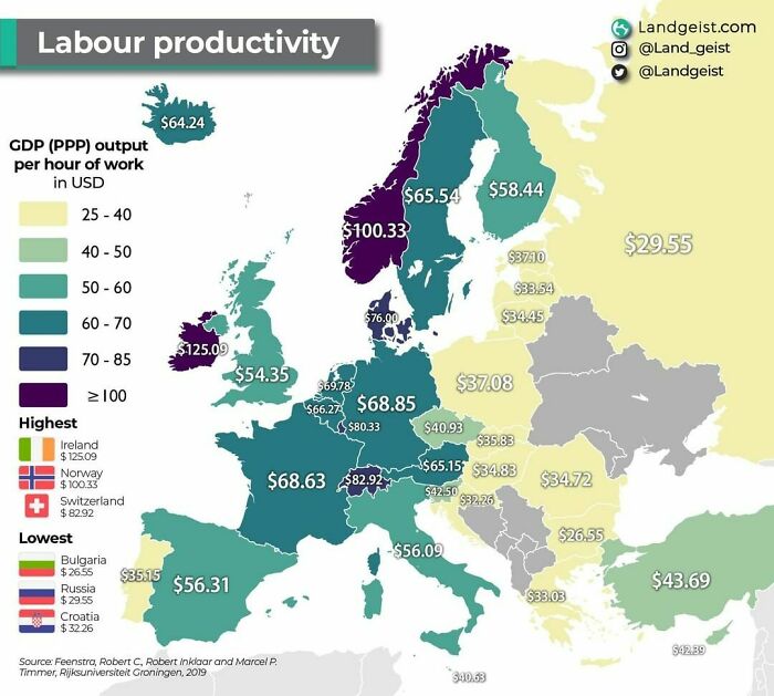 How Much Gdp Output Does One Hour Of Work Produce On Average?