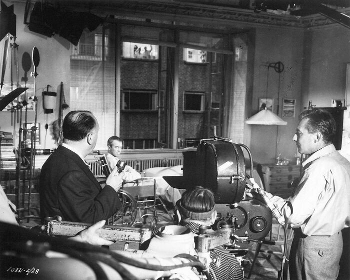 Alfred Hitchcock Directing James Stewart In Rear Window, 1954