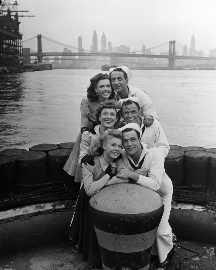 Frank Sinatra, Betty Garrett, Jules Munshin, Ann Miller, Gene Kelly, And Vera-Ellen In Publicity Stills For On The Town, 1949