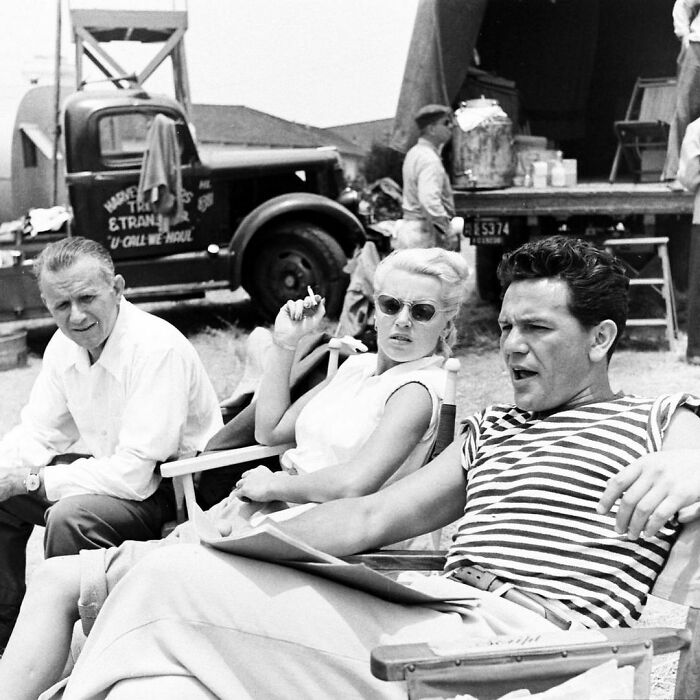 Director Tay Garnett, Lana Turner, And John Garfield On The Set Of The Postman Always Rings Twice, 1946