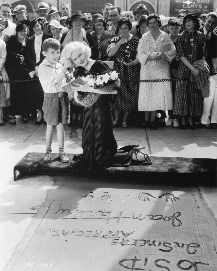 Jean Harlow Making Her Second Imprints At Grauman’s Chinese Theater, September 29, 1933